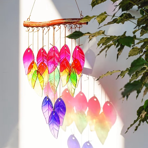 Other - Colorful Leaf Glass Wind Chime